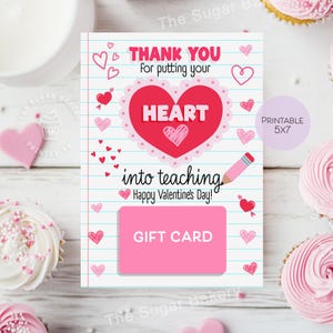 Druckbare Valentinstag Geschenkkartenhalter für Lehrer, Valentinstag GESCHENKKARTE Halter, Valentinstag Geschenk für Schullehrer Mitarbeiter Geschenkkarte