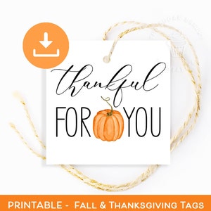 Etiquetas Happy FALL, AGRADECIMIENTOS por USTED etiquetas de regalo, etiquetas de otoño imprimibles, etiquetas de cesta de otoño, etiqueta de regalo de calabaza de otoño imprimible, descarga de etiquetas de otoño