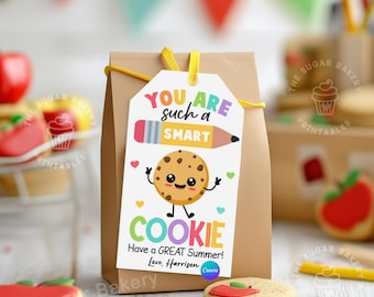 You are such a SMART COOKIE Tag, End of Year Student gift tag, Printable End of School Cookie Tag, one smart cookie tag, gift from teacher