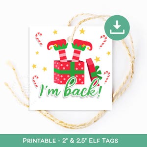ESTOY DE VUELTA Etiquetas ELF, Etiquetas navideñas de elfos imprimibles, Etiqueta de galleta de elfos, Galletas de elfos, Imprimibles de Navidad de elfos, Regreso de elfos del Polo Norte Digital