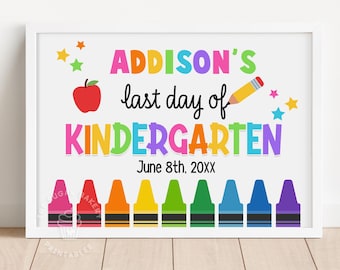 LAST Day of KINDERGARTEN SIGN, Editable last day of School Sign, Kindergarten Graduation Chalkboard sign, Last day of school sign CRAY101