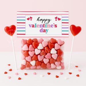 Valentijn traktatie tas topper, Happy Valentijnsdag traktatie tas TOPPER, Valentijn klas traktaties, afdrukbare topper, klas voorschoolse traktatie tas