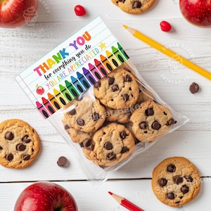 Décoration de sac de remerciement pour enseignant 4", 5" et 6,5" Biscuits de remerciement pour enseignant, décoration de sac de remerciement pour enseignant, carte-cadeau pour le personnel enseignant