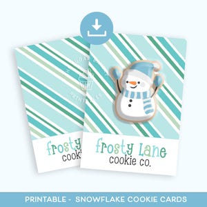 Frosty Lane Kekskarte, Let it SNOW Kekskarte, Schneeflocke Kekskarte, Schneemann Karte, druckbare Minikekskarte, Zuckerstangenkekskarte