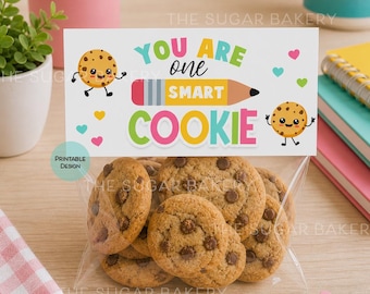 あなたは賢いクッキーバッグトッパー、新学期のお菓子バッグトッパー、学生へのギフト、学期最終日の印刷可能なクッキーバッグトッパー