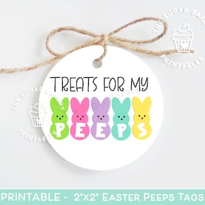 Gâteries pour mes PEEPS 2"x2 » ÉTIQUETTES DE PÂQUES, Étiquettes rondes de biscuits de Pâques, Étiquettes de Pâques Peeps, Étiquettes autocollantes imprimables pour panier Peeps de Pâques