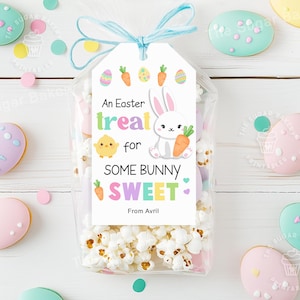 Afdrukbare paastags, paastraktatie voor SOMEBUNNY SWEET-tags, paastags, paascadeautags, tags voor snoepjes, paashaas traktatietags