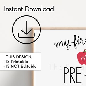 My First Day of PRE-K Sign, Prek Sign, Back to School Pre-k Sign ...