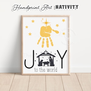 Weihnachten KRIPPE Handabdruck Kunst, Freude der Welt, Sonntagsschule Handwerk, Geburt von Jesus Kunst, Vorschul Handabdruck Handwerk, Krippe Handabdruck