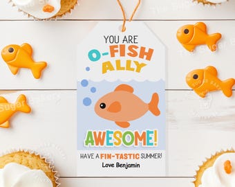 Goldfish Treat TAGS, End of school year gifts, Student Gift Tags, EDITABLE Classroom Treats Snacks Tags, goldfish tag, classmate gift tags