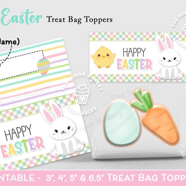 Easter Treat Bag Topper, Easter cookie bag TOPPERS, Easter Classroom Favors, Easter Class Gifts, Bunny Chick Treat Bag Toppers Printable tag