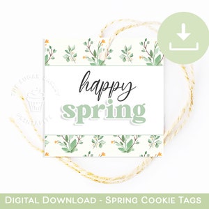 Etiquettes à biscuits printanières, étiquettes cadeaux PRINTEMPS, étiquette imprimable printanière, étiquettes printanières, étiquettes Happy SPRING, étiquettes printanières, étiquettes florales, carte printanière imprimable