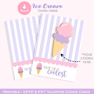 Du bist die coolste ICE CREAM Kekskarte, Valentinstag Kekskarte, Eis Keks Karte, Valentinstag süße Kekskarte, druckbare Kekskarte