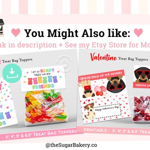 Valentine Treat Bag Topper, Happy Valentine's Day Treat BAG TOPPER, Valentine Class Treats, Printable topper, Classroom Preschool treat bag image 5