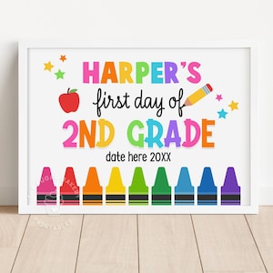 First Day of 2nd grade School Sign Printable EDITABLE Back To School Sign First Day of 2nd grade Chalkboard Second Grade Sign girl CRAY101