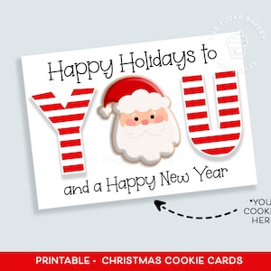 Frohe Feiertage für SIE Cookie Karte, Cookie Karte, Urlaub Santa Cookie Karte, druckbare Mini Cookie Karte, Neujahr Weihnachten Cookie Karten