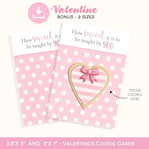 Lehrer Valentinstag Cookie Karte, rosa Tupfen How Sweet it is to be TAUGHT by you Cookie Karte, druckbare Cookie-Karte für Lehrer