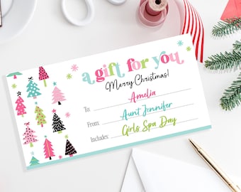 Vale de regalo de Navidad, vale de regalo imprimible y editable, vale de regalo de Navidad, certificado de regalo de Papá Noel, regalo de último momento