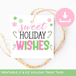 Sweet Holiday Wishes Cookie Tags, Urlaub süße Leckerei Tags, Weihnachtsgeschenk Tags, Zuckerstange Weihnachts Tags, Lehrer Klassenzimmer Urlaub Tags