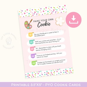 Druckbare PYO COOKIE Card Anleitung, sofortiger Download Malen Sie Ihre eigene Cookie-Karte, PYO Cookie Anleitung Valentinstag Geburtstag Ostern Kit
