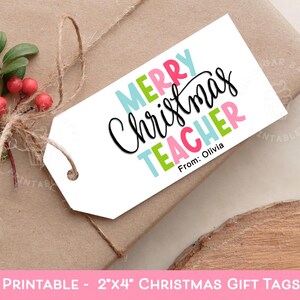 Merry Christmas TEACHER gift tag, Christmas Teacher Tags, Teacher Christmas tags, Printable Teacher Gift tags, Christmas tags for teachers