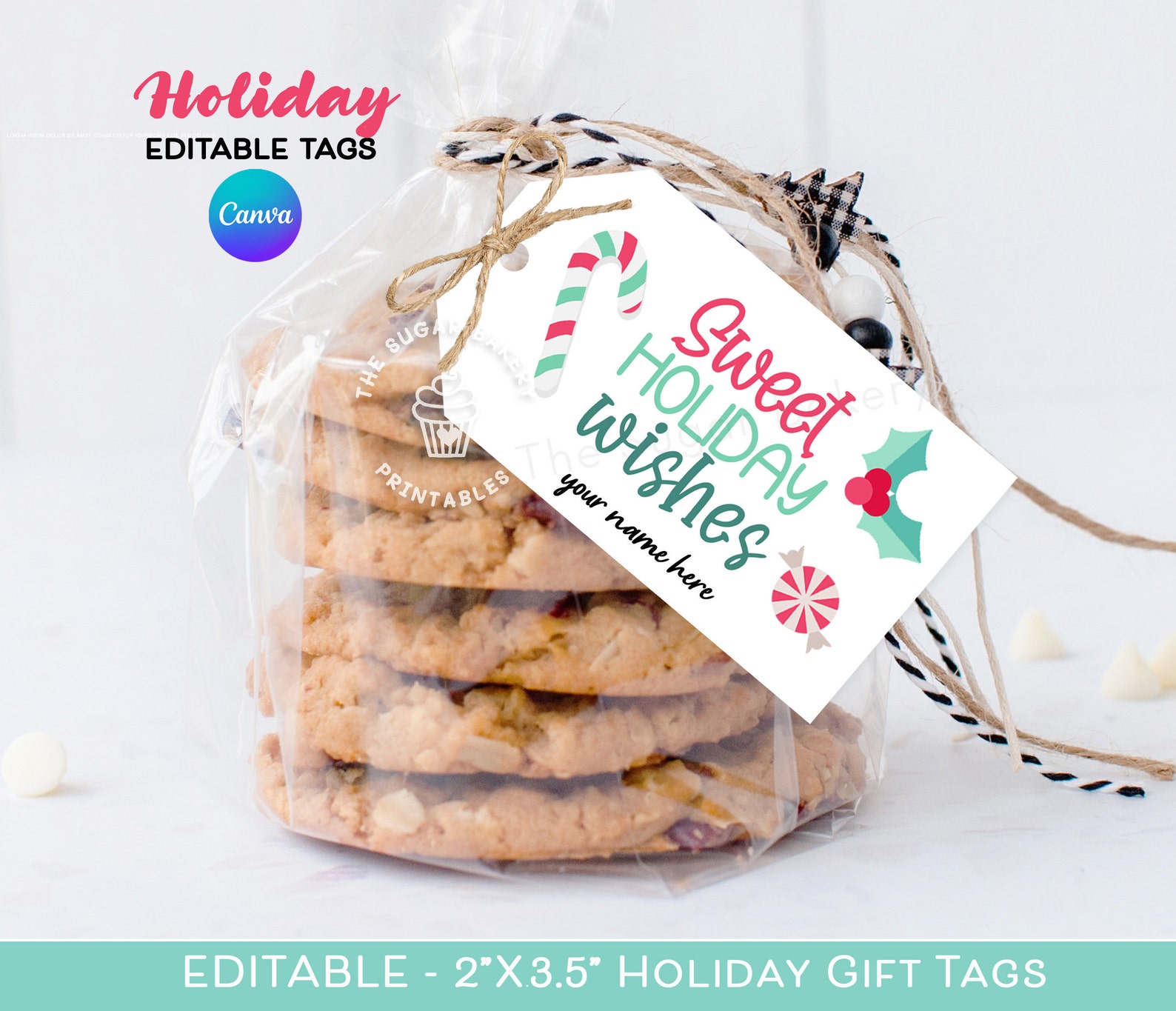 Christmas Sweet Treat Cookie Gift Tag, SWEET Holiday Wishes Gift Tag ...