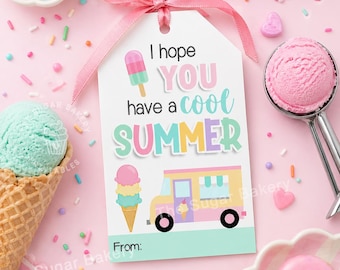 Etiqueta del último día de clases, etiqueta de regalo para un verano genial, etiqueta de helado, etiqueta de paleta congelada, regalo para estudiantes del maestro, etiqueta imprimible de fin de año