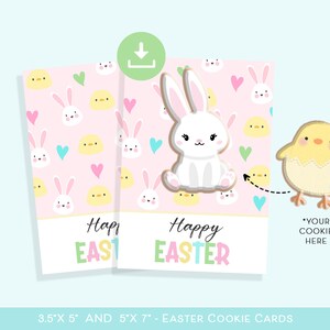 Carte à biscuits Joyeuses Pâques, lapins et poussins, cartes à biscuits imprimables 3,5 x 5 po et 5 x 7 po., cartes à biscuits imprimables poussins de lapin de Pâques