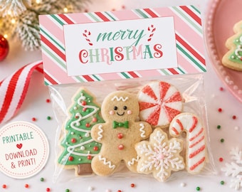 Candy Cane Cookie Bag Topper, Christmas Treat Bag Toppers, Printable Christmas Cookie Bag Topper, Candy Cane Topper, Sweet Treat Bags Tags