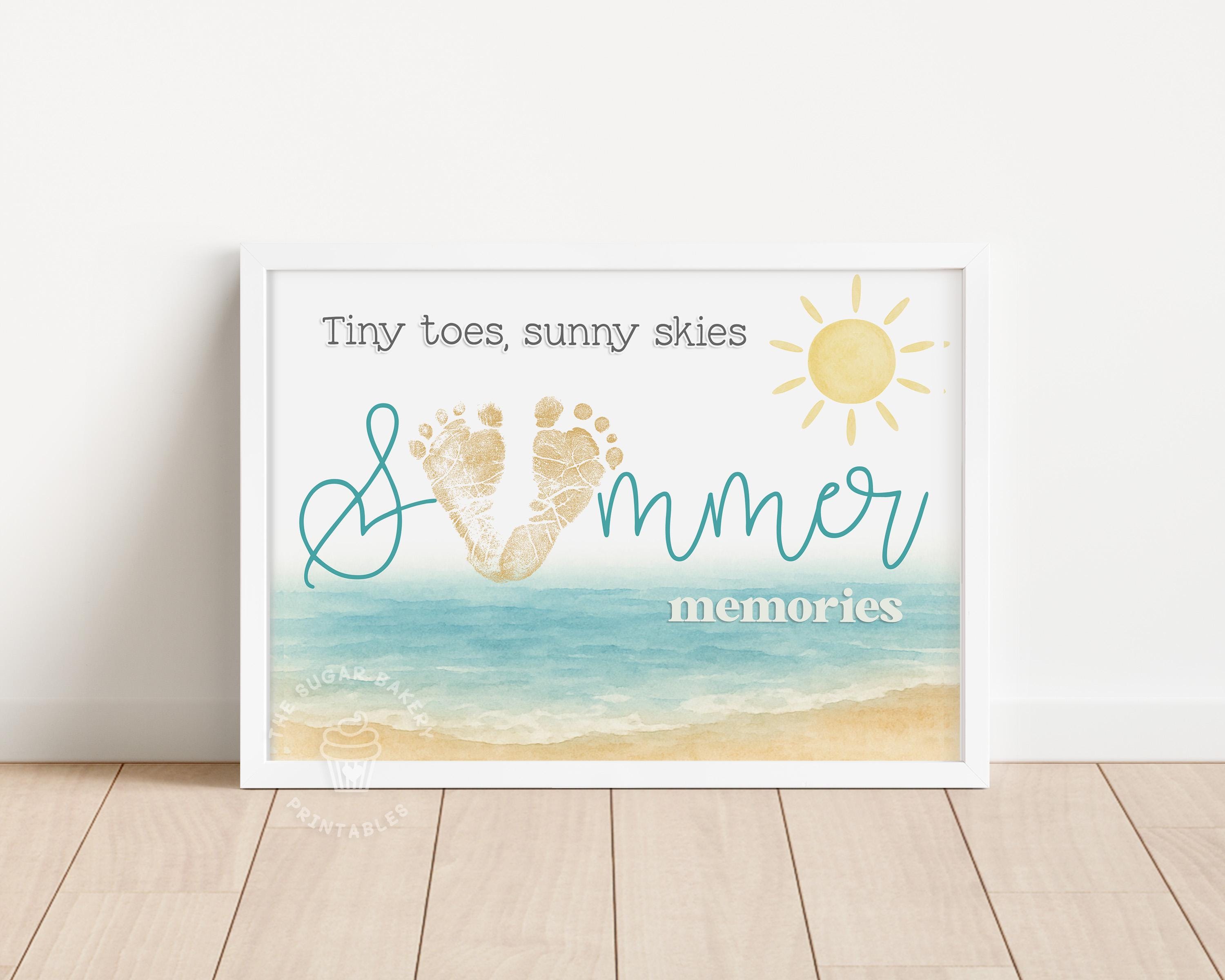 30 DIY Beach Crafts For Kids Perfect On Sunny Days 10 Summer Beach Footprint Craft Art Printable Keepsake Baby Toddler Kid…