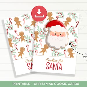 Kekskarte, Weihnachtsmann-Kekskarte, Lebkuchen-Kekskarte, druckbare Mini-Kekskarte, Feiertag-Weihnachtskekskarte