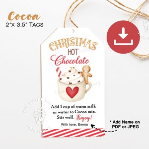 Printable Hot Chocolate Mix Gift Tags Christmas Hot Cocoa Mix Tags