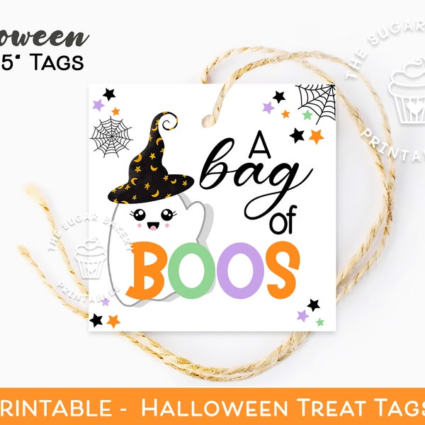 Happy Halloween Treat Tags, Bag of Boos candy Treat tag, Halloween party gift tags, Ghost Trick or Treat Bag Tags, Happy Halloween Tags