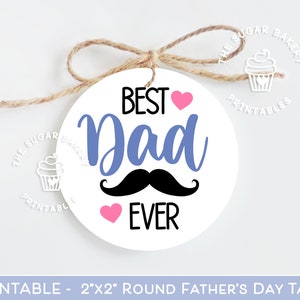 Vatertagsgeschenkanhänger, Bester Papa aller Zeiten, Schnurrbartanhänger, Happy Father's Day Tags, Vatertag COOKIE Tag, druckbares Vatertagsgeschenk von Kindern