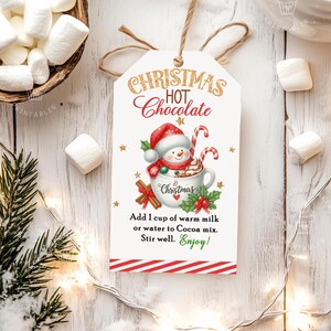 Printable Hot Chocolate mix gift tags, SNOWMAN Hot Cocoa mix tags, Christmas favor gift tags, Holiday Gift Idea, Hot Chocolate Treat Gift