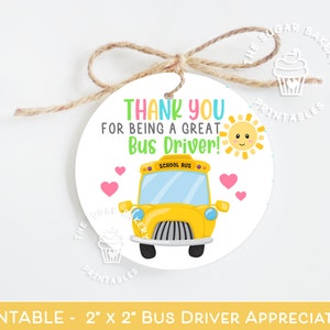 AUTISTA DI AUTOBUS Tag di ringraziamento, Tag di ringraziamento per i cookie dell'autista di autobus, Regalo di fine anno scolastico per l'autista di autobus, Tag di apprezzamento per l'autista dello scuolabus