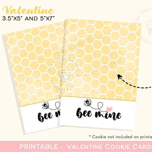 Printable Cookie Card | BEE Mine | 3.5x5 Printable Cookie Card | Valentine's Day Printable Cookie Card | Instant Download Cookie Card