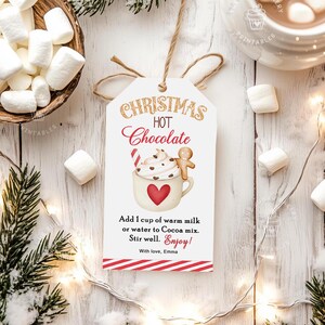 Printable Hot Chocolate mix gift tags, Christmas Hot Cocoa mix tags, Christmas favor gift tags, Holiday Gift Idea, Hot Chocolate Treat Gift