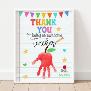 Lehrer Wertschätzung Handabdruck Handwerk Printable Letzter Schultag Danke Lehrer Geschenk Vorschule Kindertagesstätte Kindergarten Aktivität Kleinkind