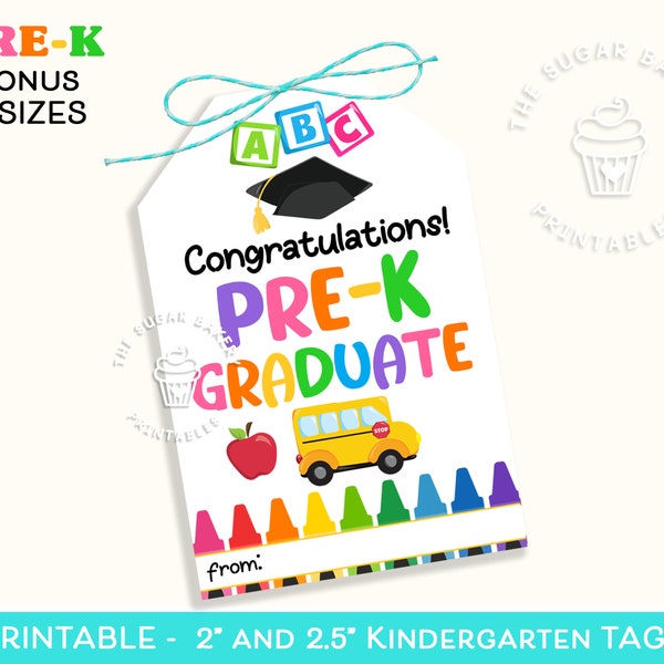 PRE-K graduation tags, Congratulations PRE-K graduation gift tags, Pre-K graduation Tag, End of the school year tag, Preschool graduation