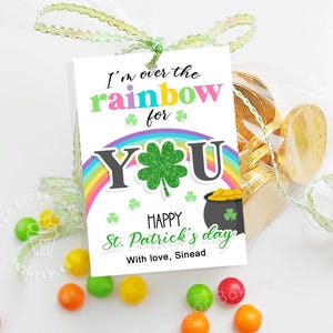 Etiquettes sur l'arc-en-ciel pour vous, étiquettes à biscuits Happy St Patrick's Day, étiquettes de la Saint-Patrick, étiquettes pot d'or, étiquette imprimable arc-en-ciel de la Saint-Patrick