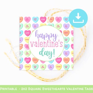 Valentine Treat Tag afdrukbaar, Conversatie harten tag, Sweet Treat tag, Sweetheart Valentine Cookie Tag, Happy Valentines Day Treat Tags