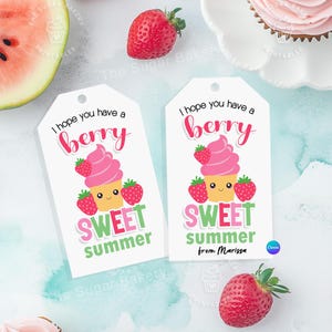 Afdrukbare bessen ZOETE Tags Aardbei Bes Zoete zomertraktatie cadeau Tag Bedankt leraar Cadeau Laatste schooldag Tags Cupcakes Feestje