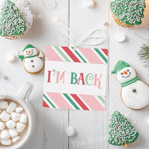 Je suis de retour étiquette elfe imprimable, étiquette gourmande retour elfe de Noël, carte de visite elfe vacances enfants mignons idée elfe pôle Nord étiquettes magiques téléchargement numérique