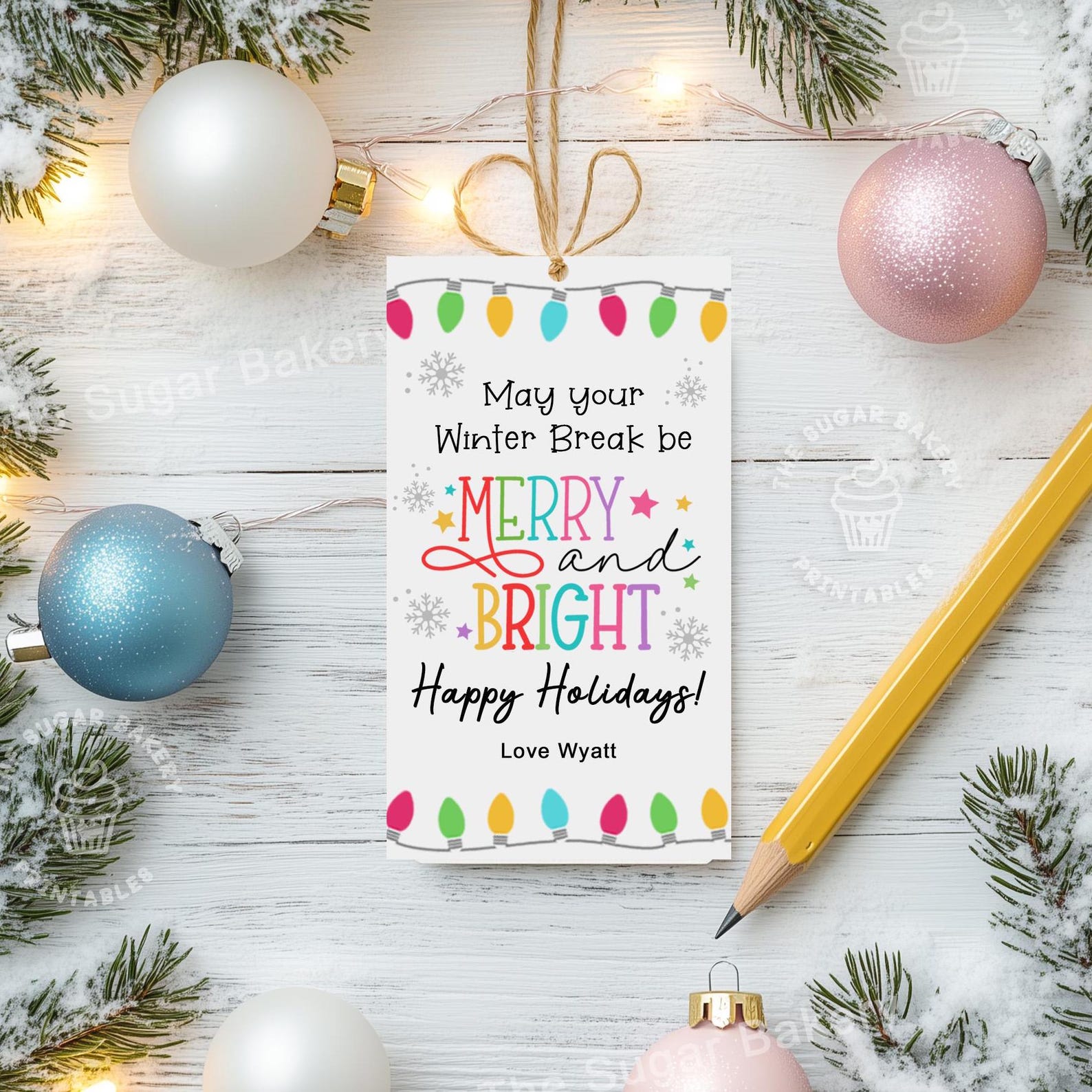 Printable Merry and Bright Tags, Winter Break Tags for Teacher Staff ...