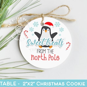 DULCES DEL Polo Norte TAG, Etiqueta de galleta de pingüino, Etiqueta de regalo de Navidad, Etiqueta de agradecimiento al personal docente, Estudiante de golosinas de galleta de Navidad