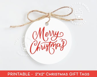 Printable Christmas Cookie Tag, Simple ROUND Christmas gift tag, Merry Christmas gift tag, Christmas Cookie Tag, Personalized Christmas tags