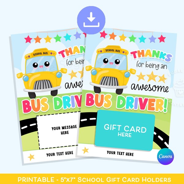 BUS DRIVER GIFT Card Holder, Thank you awesome Bus Driver, End of Year Bus Driver Gift, School Bus Driver Appreciation Gift Card holder tag