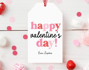 Printable Happy Valentine's Gift Tags, EDITABLE Valentine's Day TAGS, Valentine treat tags, Valentines Day kids classroom school favor tags