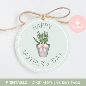 Étiquette-cadeau imprimable pour la fête des mères, étiquette de fleurs succulentes pour plante joyeuse fête des mères, étiquette de COOKIE pour la fête des mères imprimable, étiquettes florales pour la fête des mères